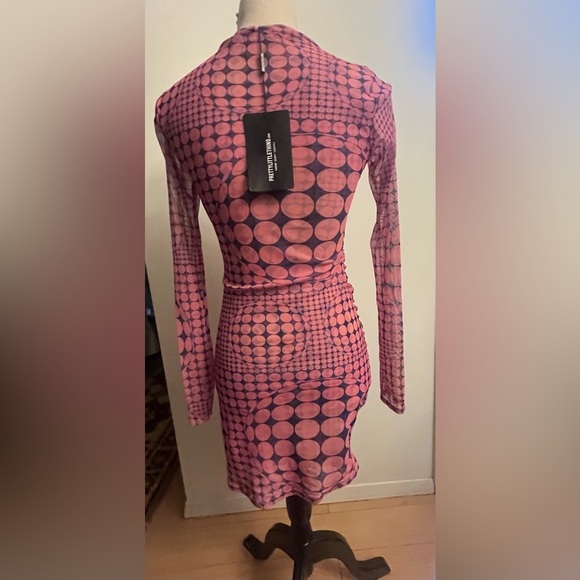 Pretty Little Things Size 6 Women’s MIDI Dress Dotty Mesh Long Sleeve Bodycon - Picture 2 of 11